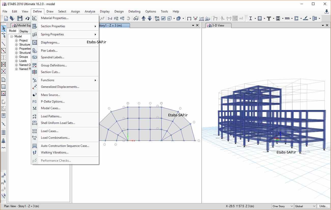 مراحل تحلیل و طراحی سازه با ETABS